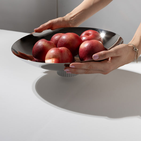 Anna New York Striations Fruit Bowl, Silver
