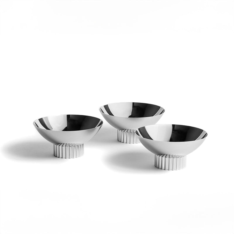 Anna New York Striations Trio Bowl Set, Silver