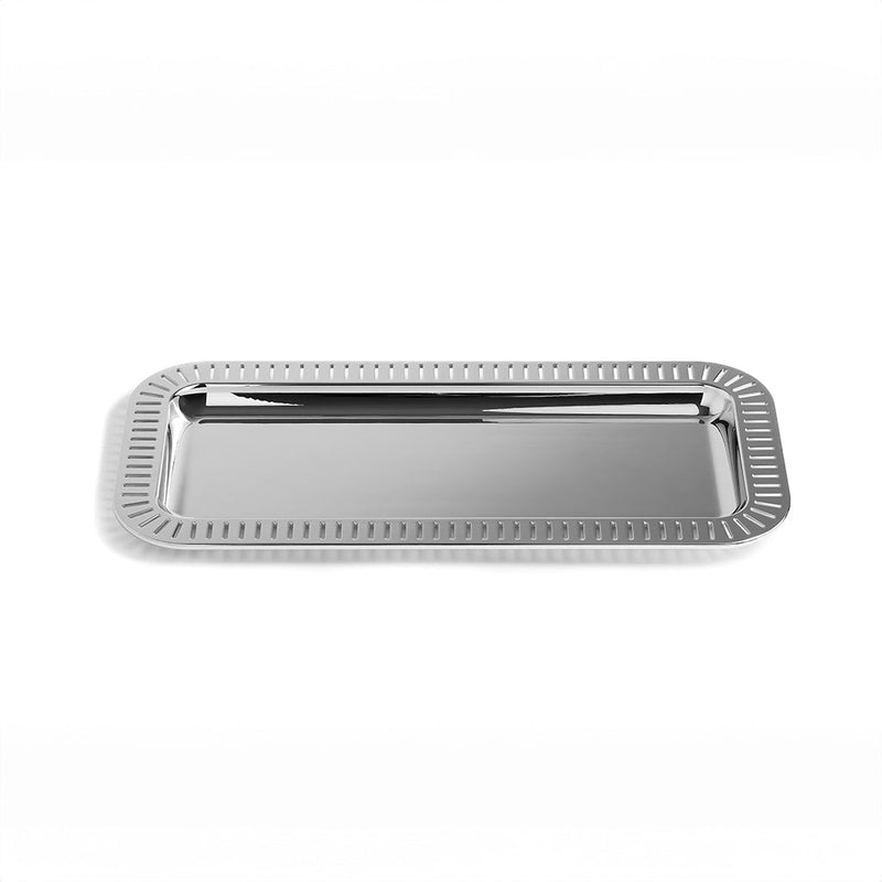 Anna New York Striations Serving Tray Small Rectangle, Silver