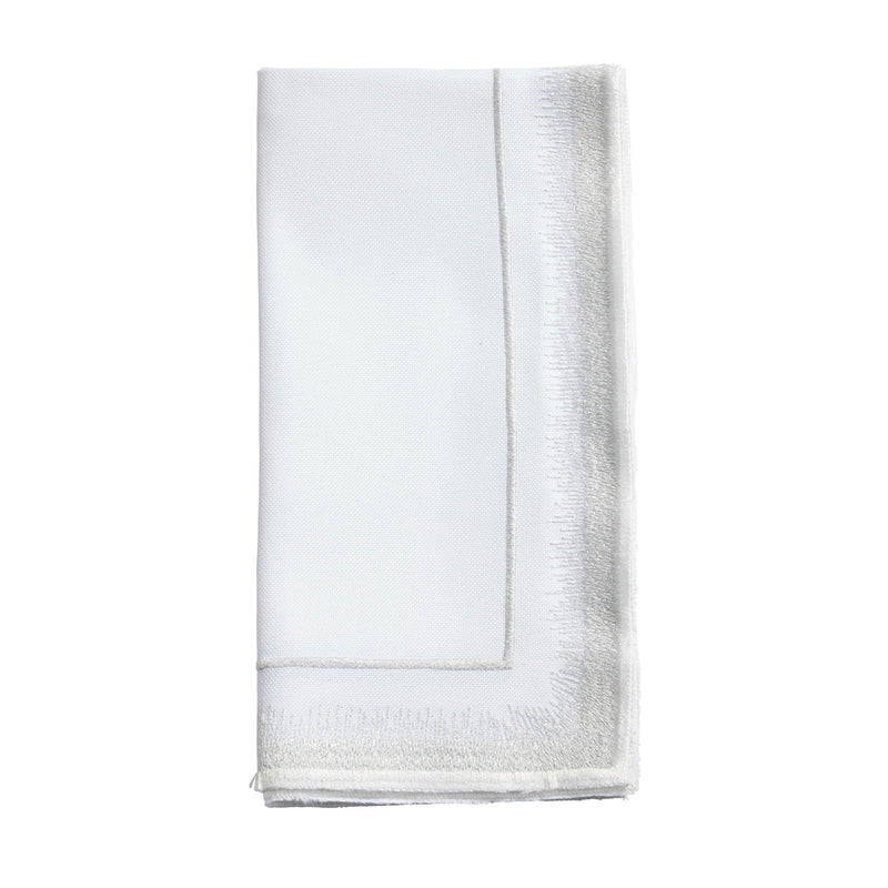 Saro Lifestyle  20 x 20 in. Silver Elegant Embroidery Detail Napkin, White