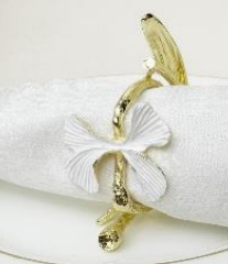 gold circle branch with white butterfly napkin ring