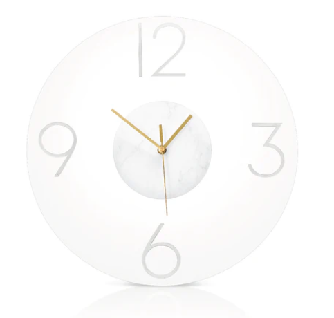 Luxe Clock- White Marble Lucite