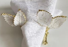 white leaf napkin ring