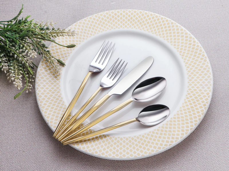 DIAMOND CUTLERY SHINY SILVER GOLD