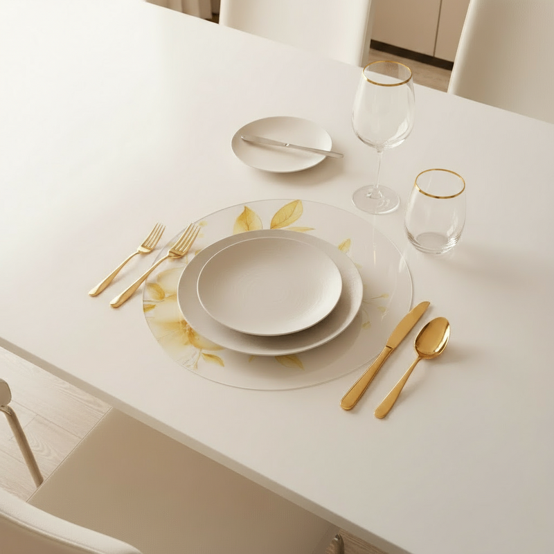 ACRYLIC CHARGER WHITE FLOWER 4/S