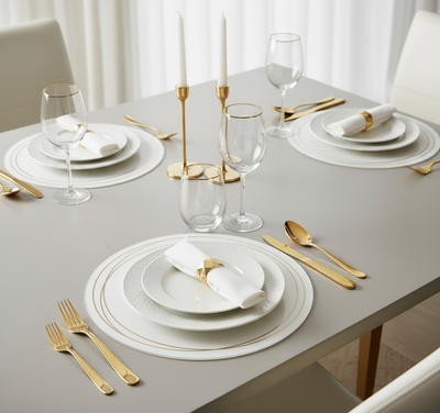 ACRYLIC CHARGER GOLD CIRCLE SET OF 4