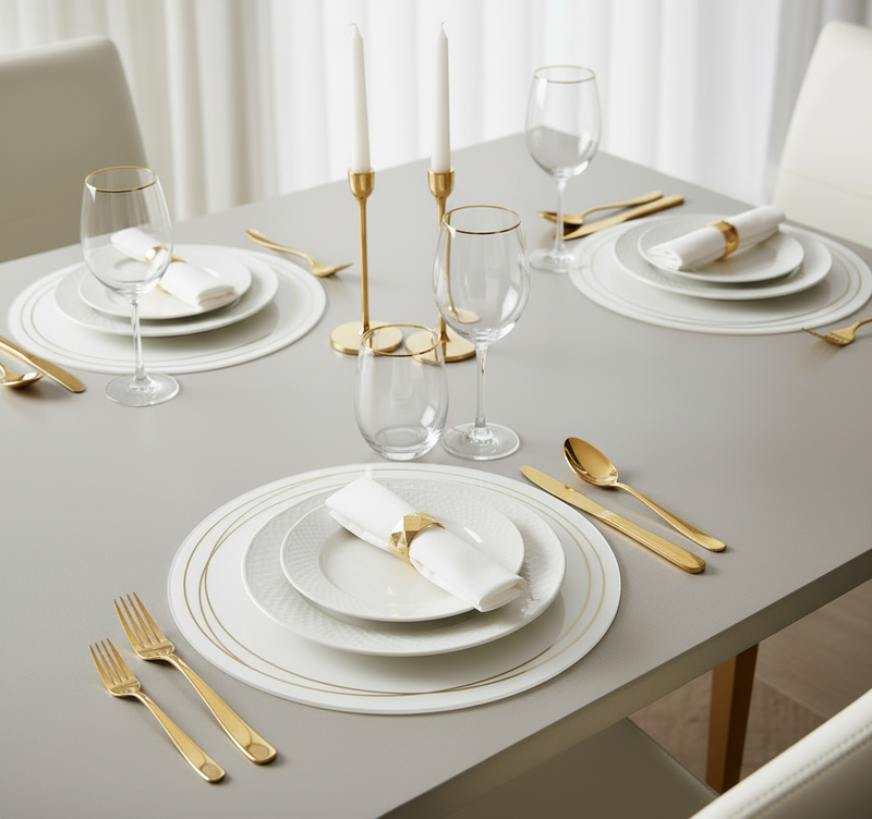 ACRYLIC CHARGER GOLD CIRCLE SET OF 4