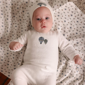 Little Embroidered Hot Balloon Footie, Hat and Blanket Set