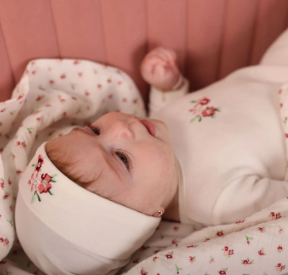 Little Embroidered Flower Footie, Hat and Blanket Set