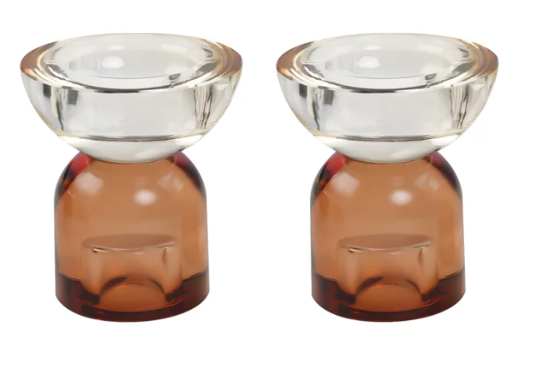 Serenity Two Tone Candle Holder/Tealights Peach/Wine