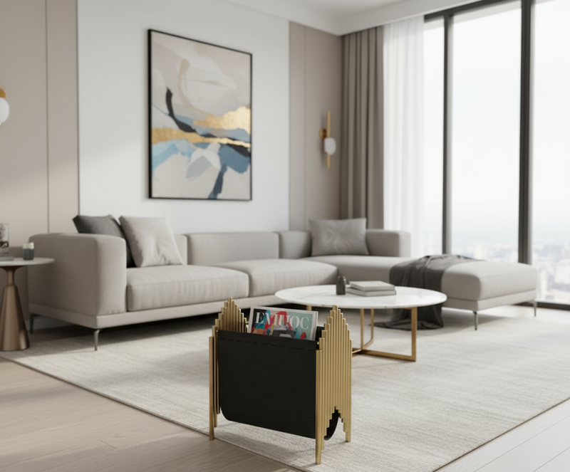 Magazine Rack Gold & Black