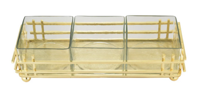 Horizon 3 Glass Rectangle Dish Gold