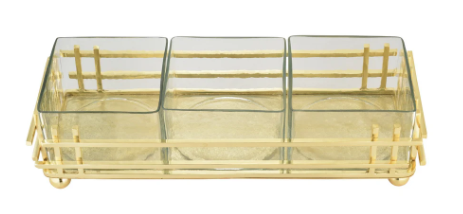Horizon 3 Glass Rectangle Dish Gold