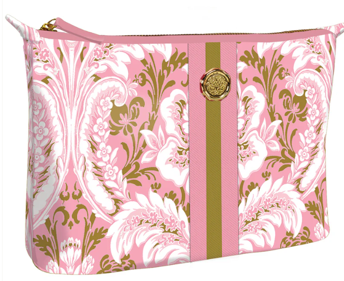 Pink Damask Large Cosmetic