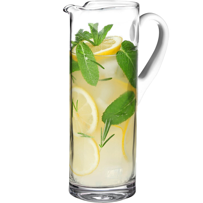 Opal Cylinder Pitcher with White handle, 64 oz.