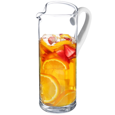 Opal Cylinder Pitcher with White handle, 64 oz.
