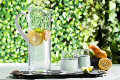Opal Cylinder Pitcher with White handle, 64 oz.