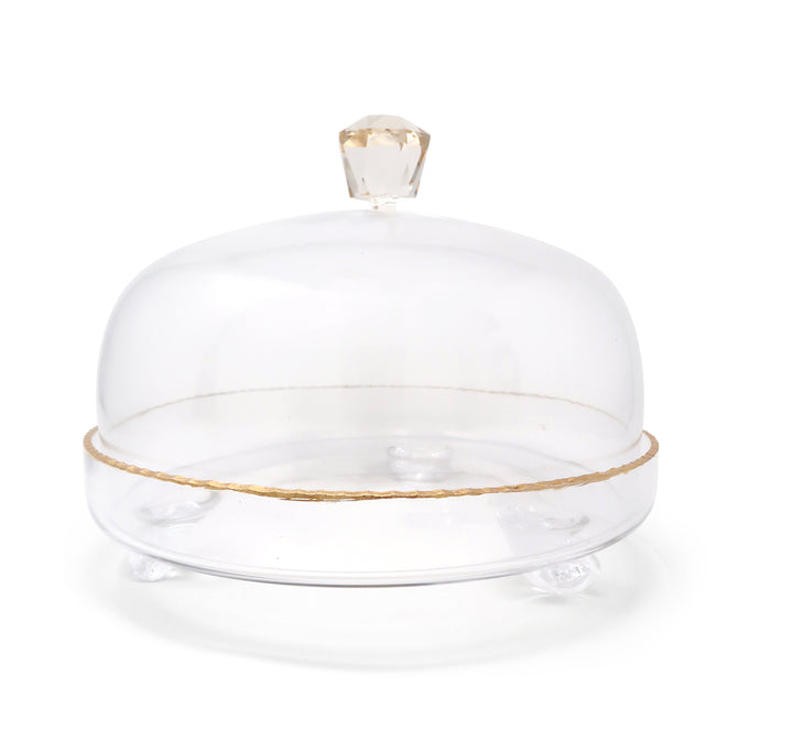 Clear Glass Dome With Amber Crystal Handle