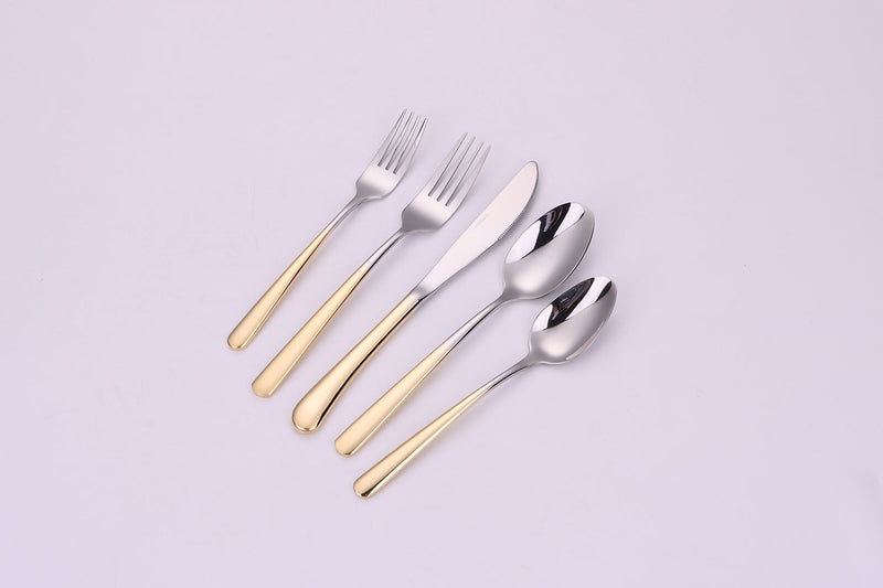 Colorblock 20 Pc Flatware Set With Graduated Gold Handles, Service For 4