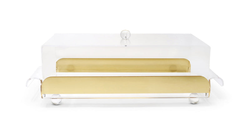 Rectangular Serving Tray with Cover, with Clear Ball Legs and Knob