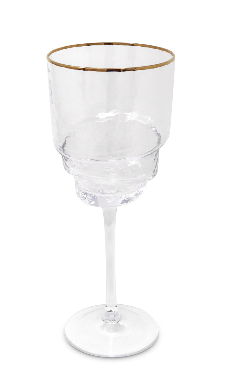 Set Of 6 Designed Bottom Glasses With Gold Rim