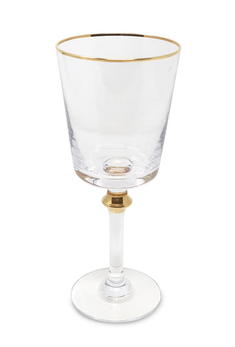 Set of 6 Glasses with Gold Rim and on Stem