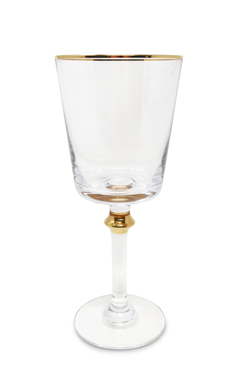 Set of 6 Glasses with Gold Rim and on Stem