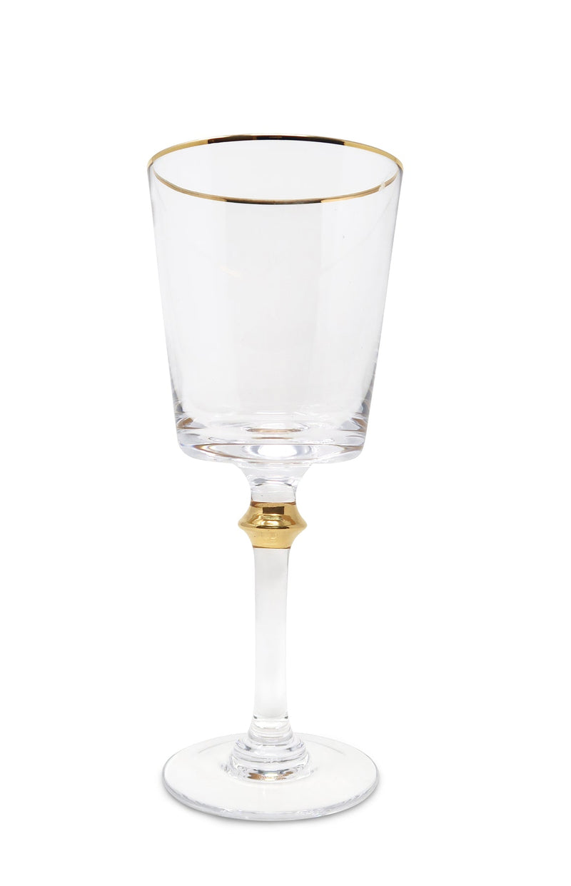 Set of 6 Glasses with Gold Rim and on Stem