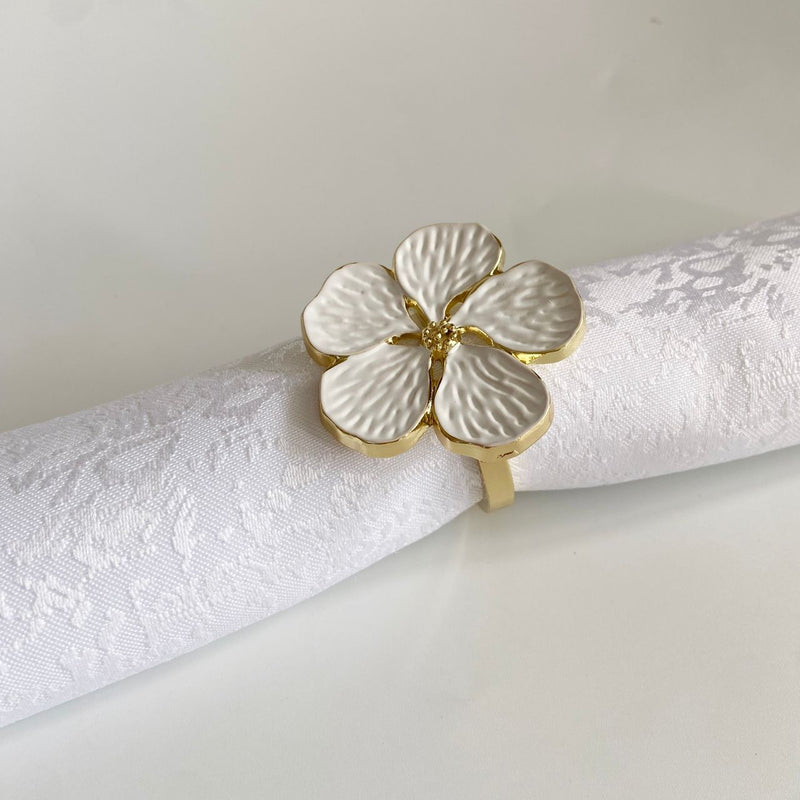 White and Gold Flower Napkin Ring