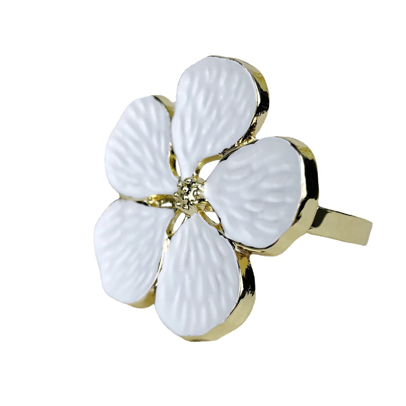 White and Gold Flower Napkin Ring