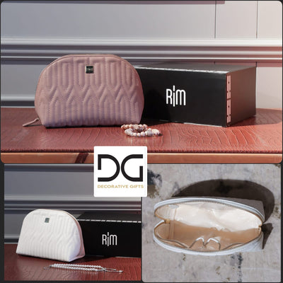 RIM Rozay Genuine Leather Cosmetic Bag White/Mauve