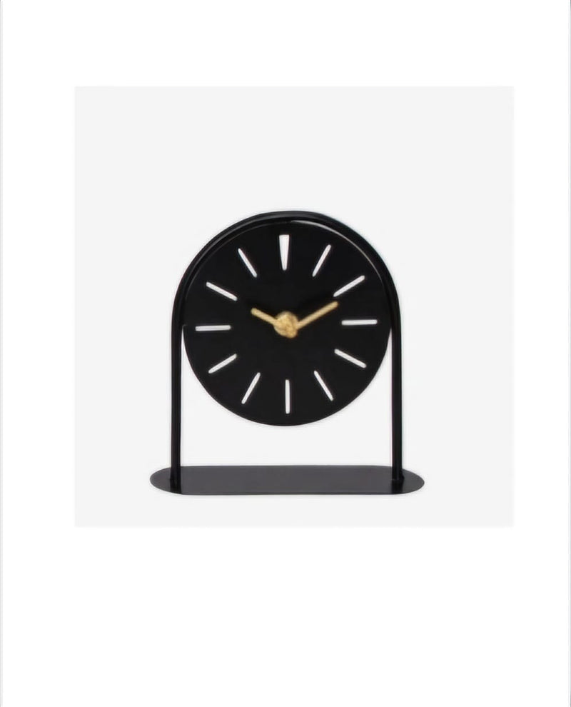 Punched Metal Table Clock Black