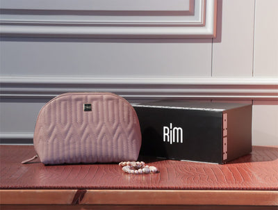 RIM Rozay Genuine Leather Cosmetic Bag White/Mauve