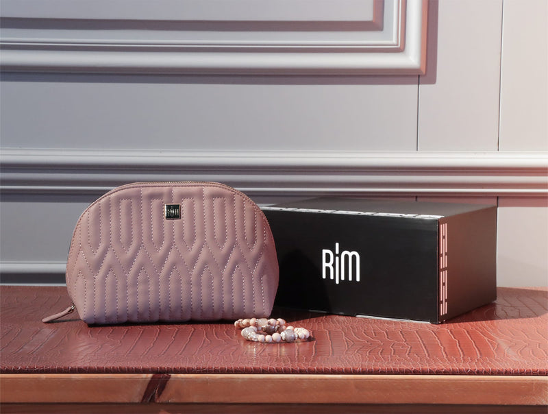 RIM Rozay Genuine Leather Cosmetic Bag White/Mauve