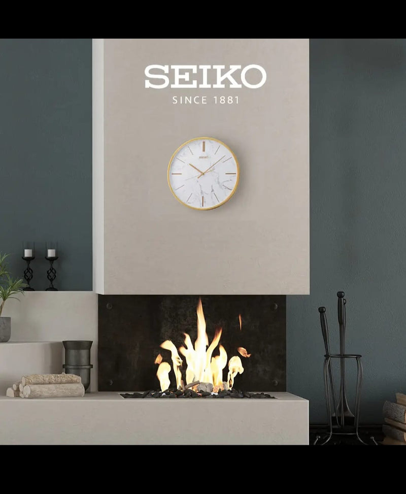 Carrara White and gold Wall Clock