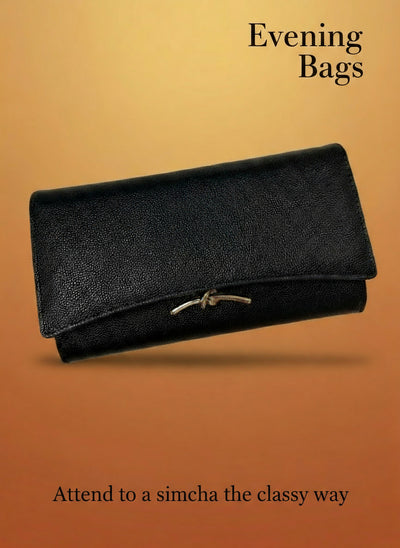 Black Caviar Leather with Gold Knot Closure