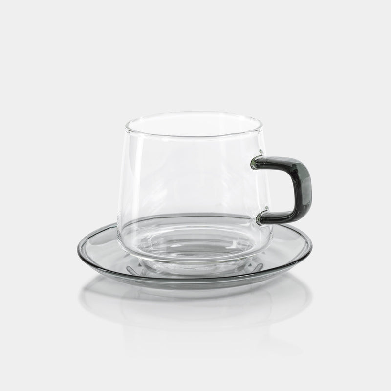 Baglioni Glass Tea and Coffee Cups with Saucers (Set of 2)