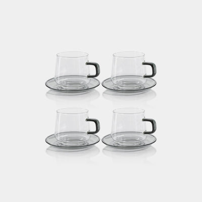 Baglioni Glass Tea and Coffee Cups with Saucers (Set of 2)