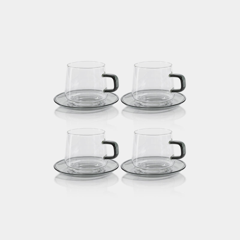 Baglioni Glass Tea and Coffee Cups with Saucers (Set of 2)
