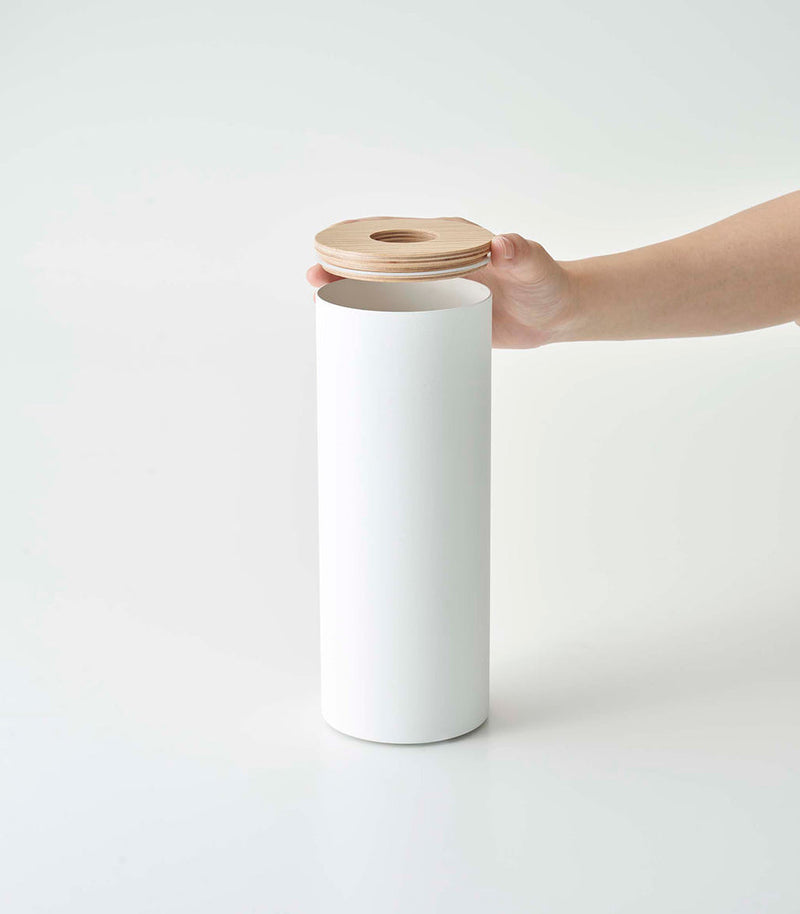 Rin Round Tissue Case - Steel + Wood