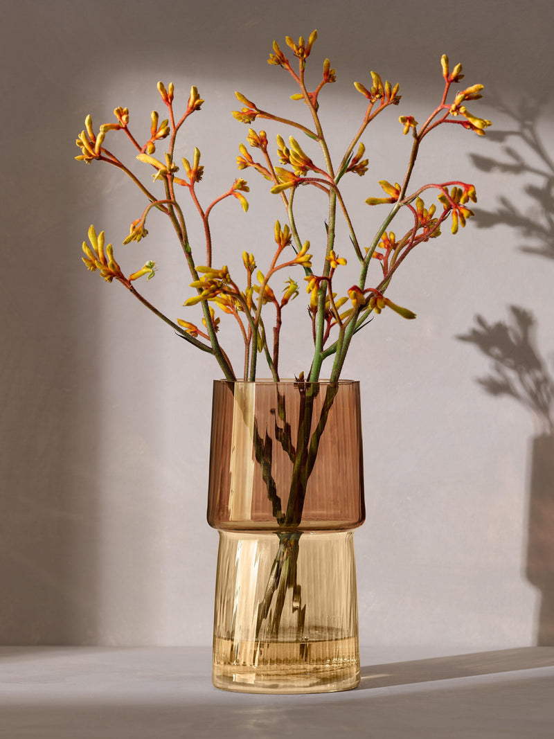 Gems Vase/Lantern H9in Amber