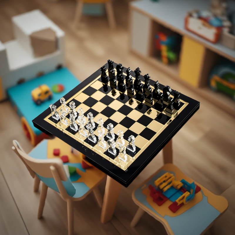 Lucite By Design Luxe Chess & Checkers Game Set w/ Gift Box