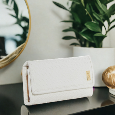 Jewelry Case - Woven Jewel Wallet - Bridal White