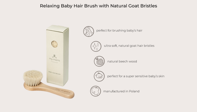 Relaxing Baby Hair Brush with Natural Goat Bristles