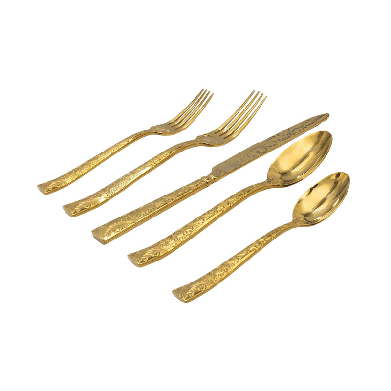 Parisian Garden Gold 18/10 Stainless Steel 20 Piece Flatware Set, Service for 4