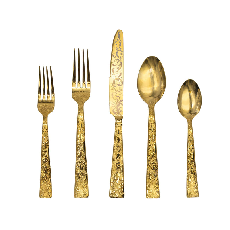 Parisian Garden Gold 18/10 Stainless Steel 20 Piece Flatware Set, Service for 4
