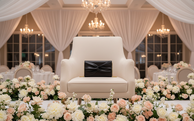 Black Genuine Leather Evening Bag w Twist Leather Bow