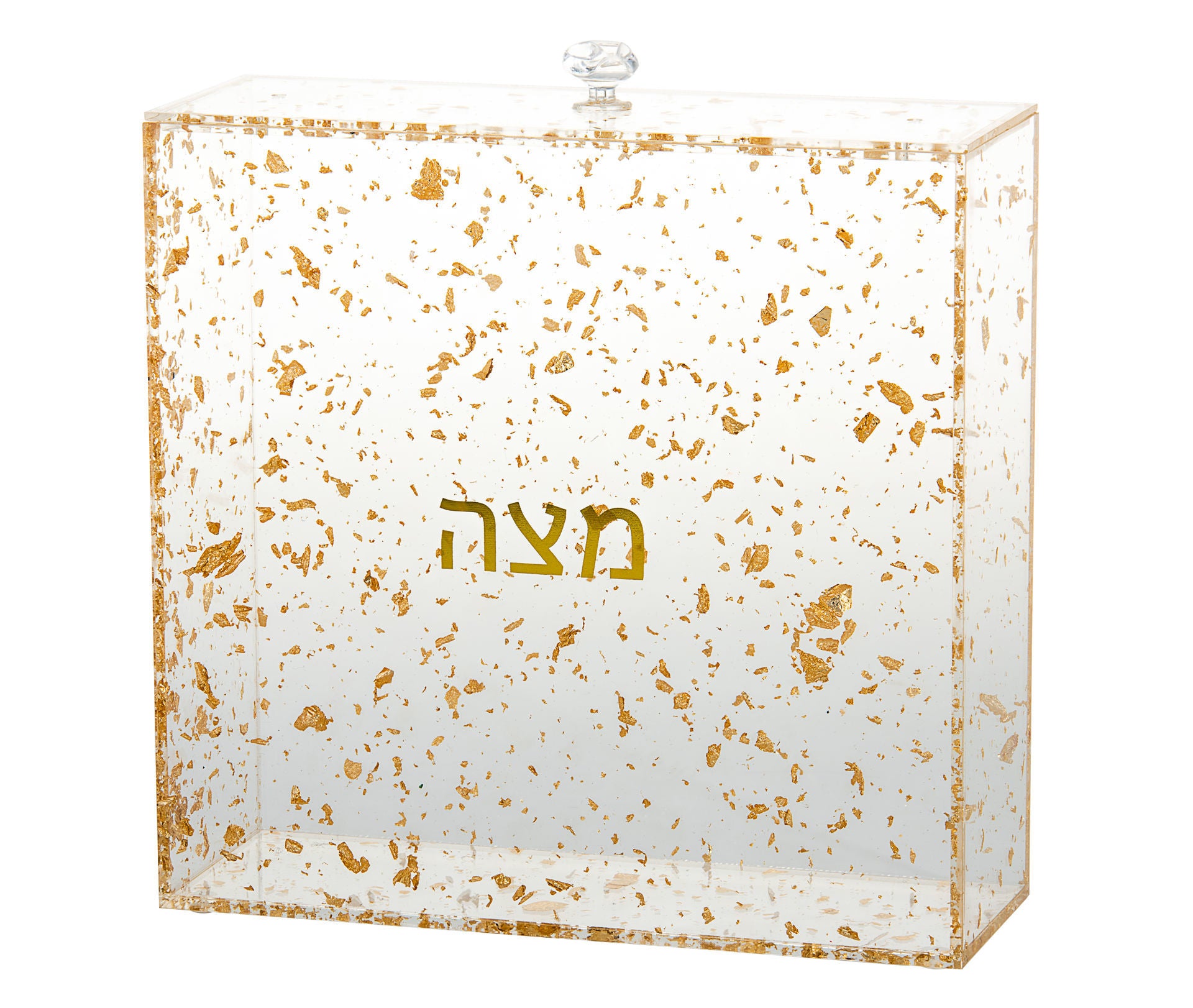Acrylic Square Matzah Holder Box with Gold/Silver Flakes Design ...