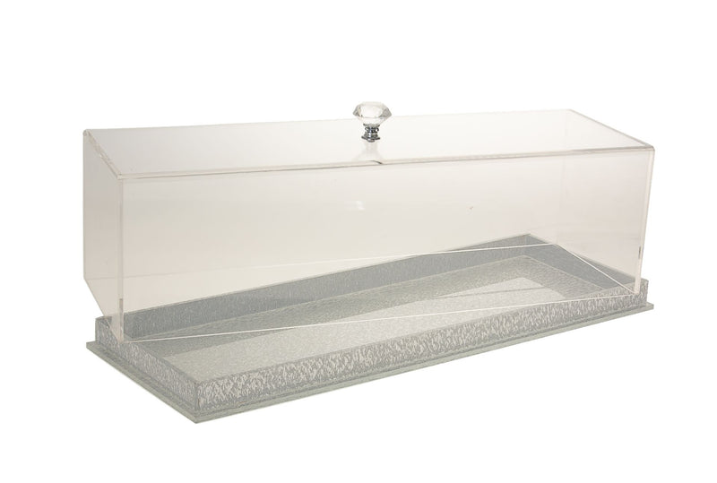 Lucite Acrylic Rectangular Cake Box with Gold/Silver Base