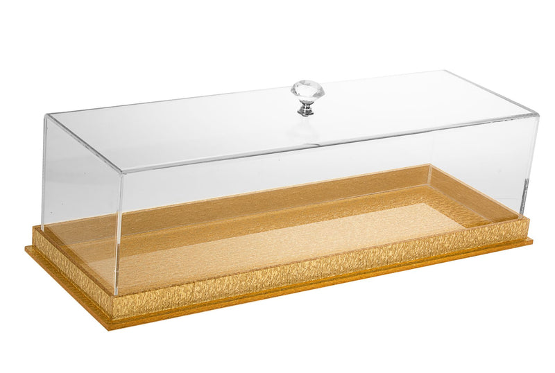 Lucite Acrylic Rectangular Cake Box with Gold/Silver Base